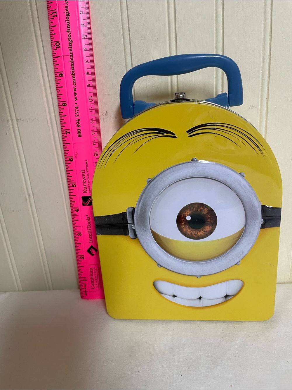 Yellow Minion-Themed Kids Carry Case with Blue Handle